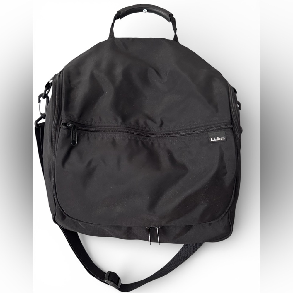 LL Bean Black Nylon Travel Toiletries Bag Convertible Hanging